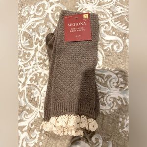 NWT!  Taupe thick socks with ruffle